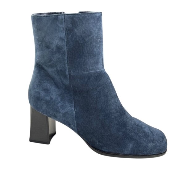 Vintage Chadwick's Blue Suede Leather Upper Ankle Booties Size 8.5 M - Picture 1 of 16